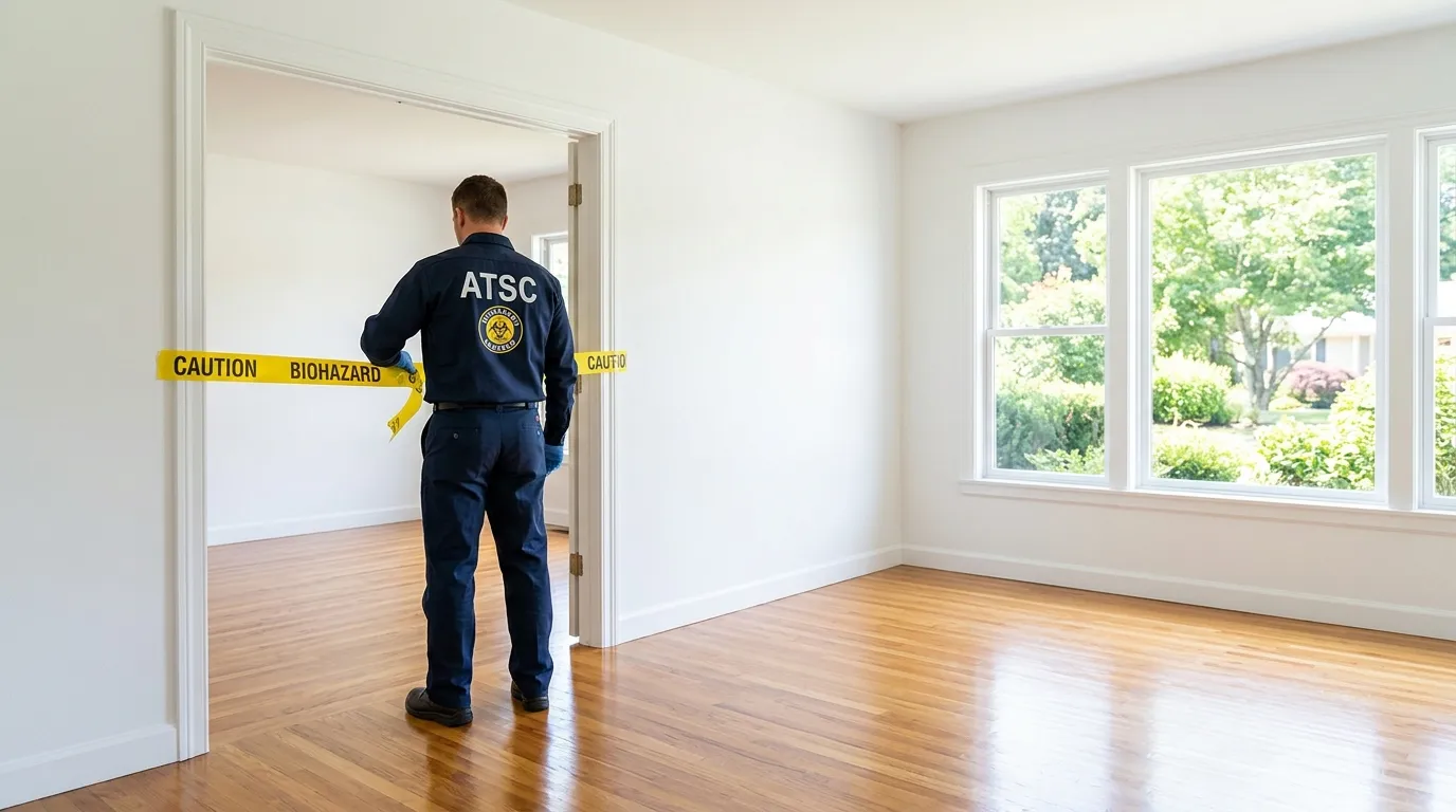 Certified biohazard cleanup crew performing Decomposition Cleanup in Victoria